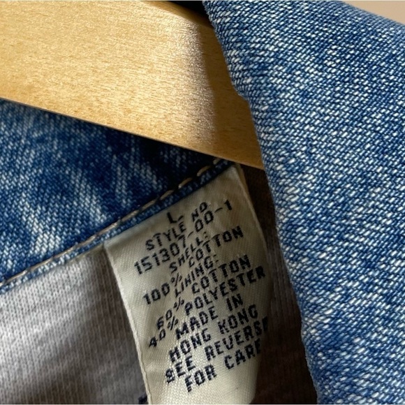 Vintage Gap Tiger Patch Denim Jacket Size Large Butterfly Bee Flower Patch - Picture 7 of 10